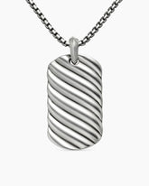 Sculpted Cable Tag in Sterling Silver, 42mm